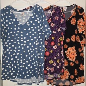 LOT LLR Christy Blue With White Polka Dot XL, And Two L Items 3for1